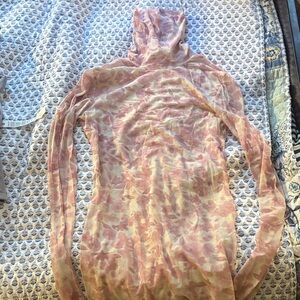 Ganni Pink and Cream Mesh Top